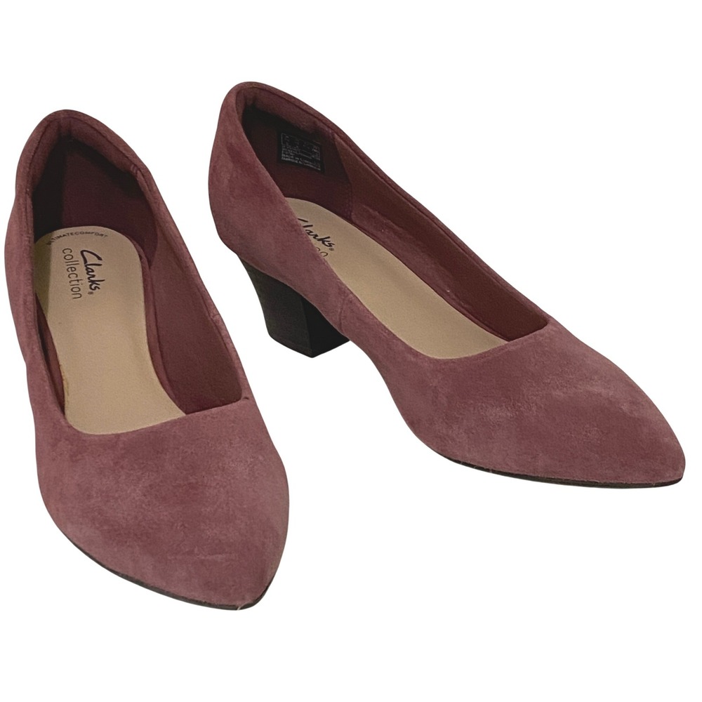 Clarks Teresa Step Suede Pumps Dark Rose Sz 10 Academia Corporate Chic Romantic